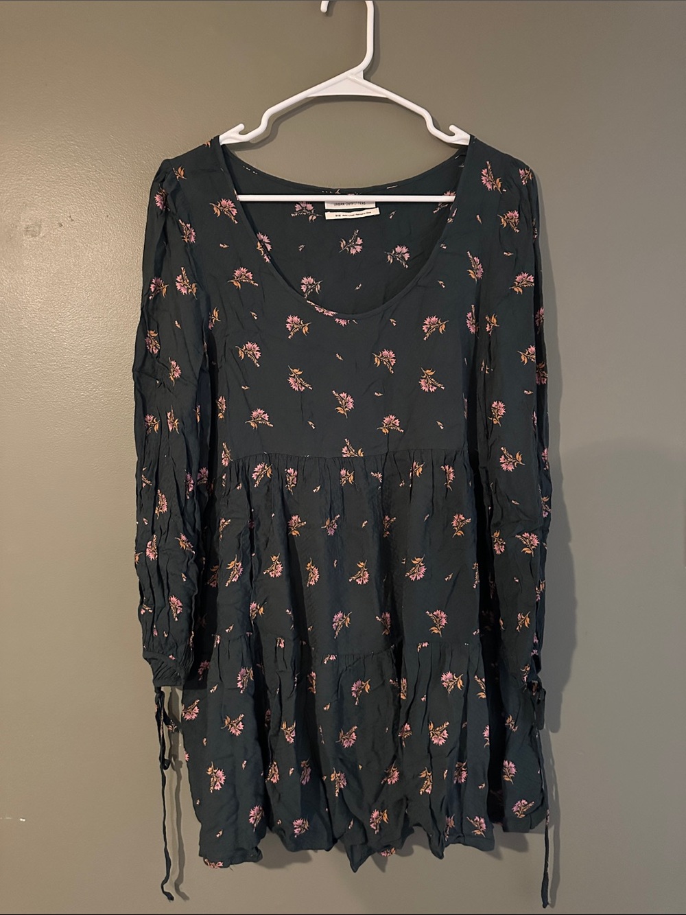 Urban Outfitter’s Women's Black Floral Long-Sleeve Tiered Dress